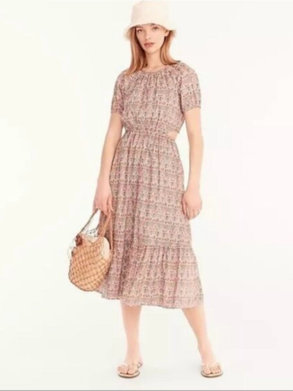 J. Crew Paisley Midi Dress in Teal, Pink, Orange & Cream